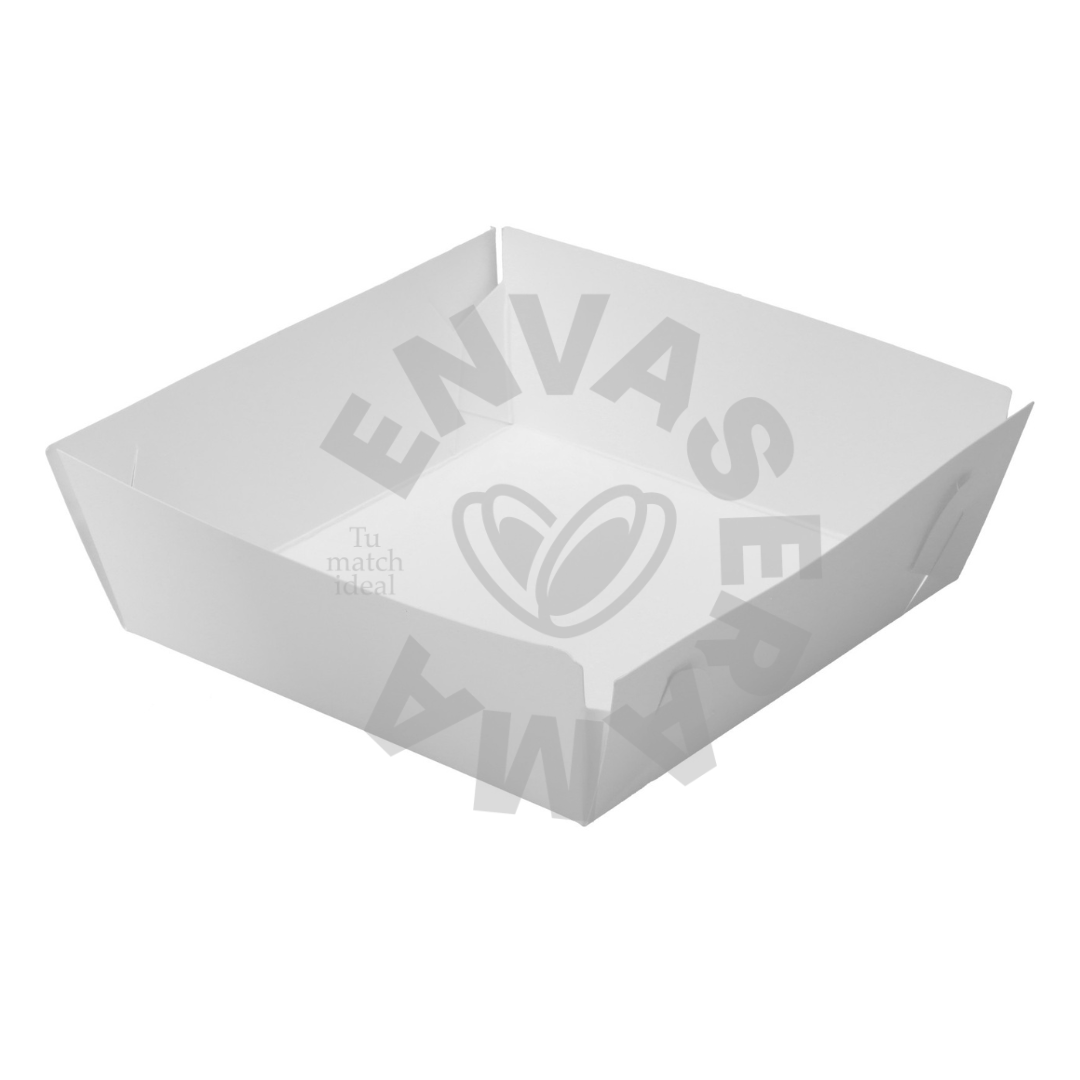 Image of Charola Blanca de Cartón 066 15x15x5 cm | Paquete 25 pzas