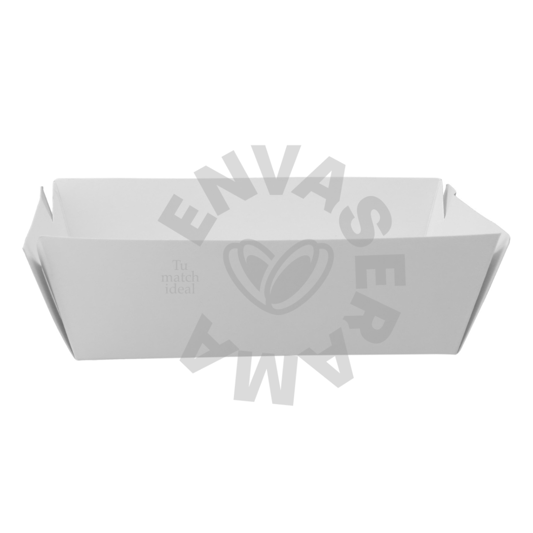 Image of Charola Blanca de Cartón para Nachos 16x13x6 cm | Paquete 25 pzas