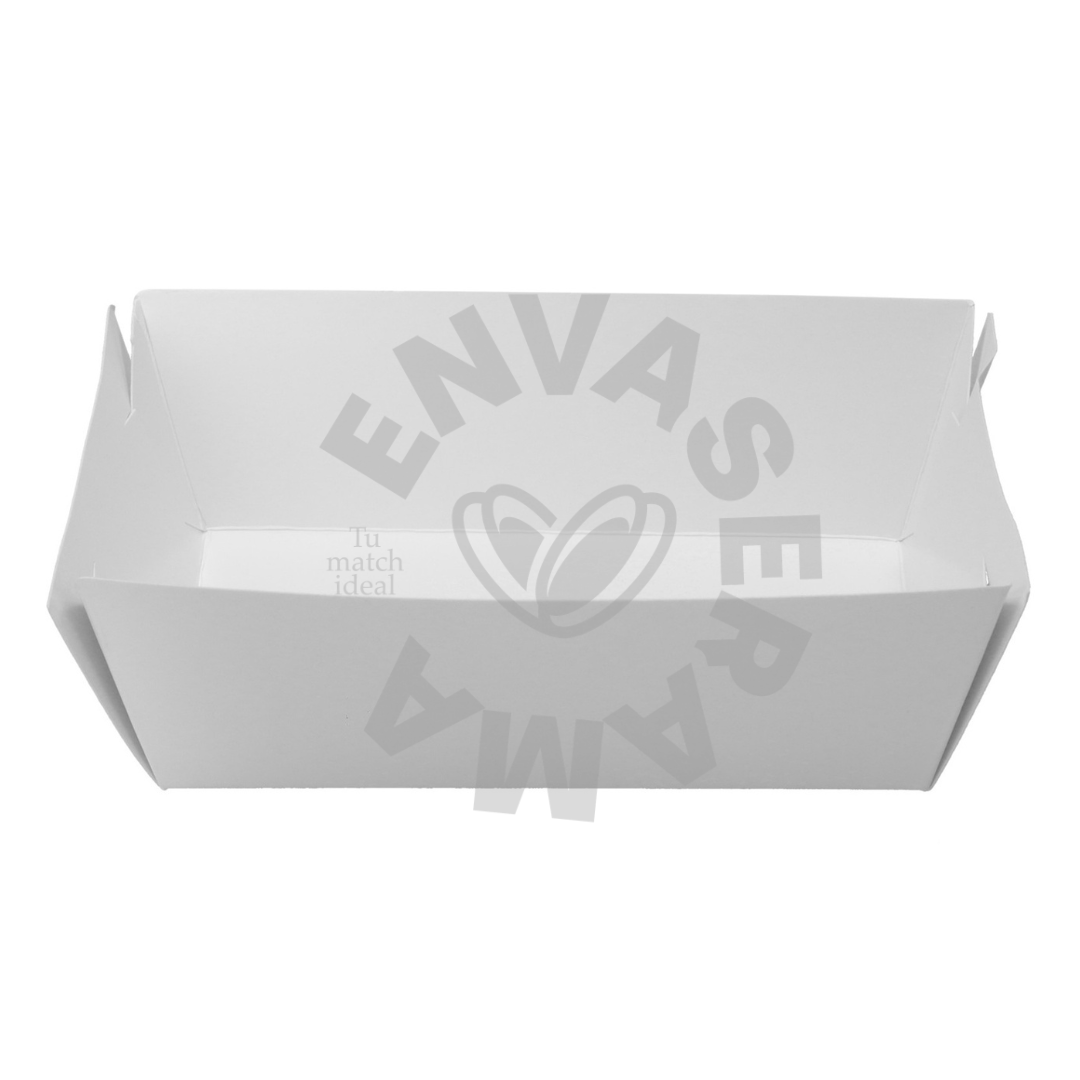 Image of Charola Blanca de Cartón para Nachos 16x13x6 cm | Paquete 25 pzas
