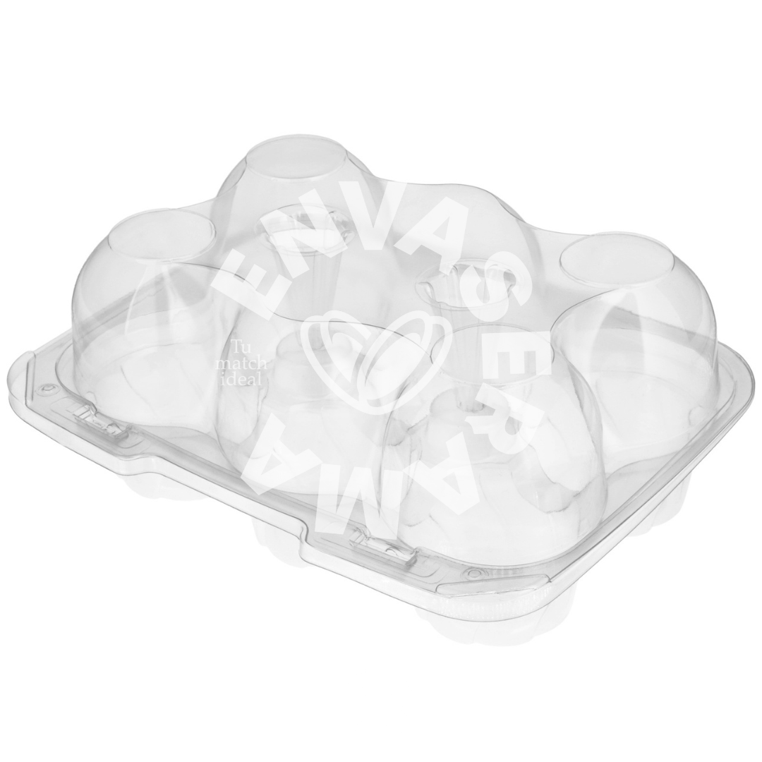 Image of Domo Bisagra Transparente para 6 Cupcakes | Paquete 10 pzas