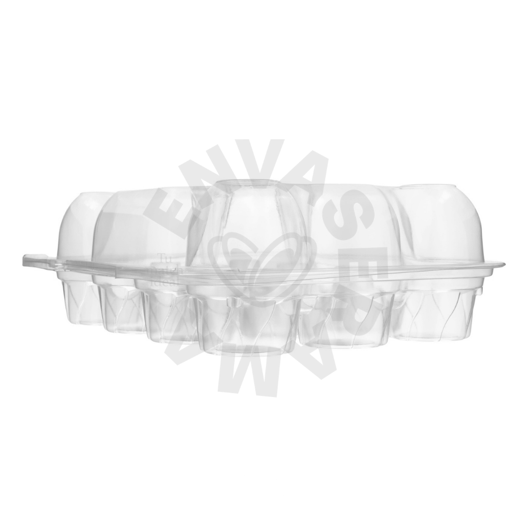 Image of Domo Bisagra Transparente para 12 Cupcakes | Paquete 10 pzas