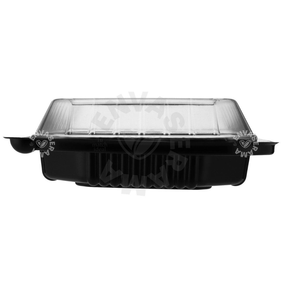 Image of Contenedor Base Negra y Tapa Transparente 25 17-33 INIX | 25 x 17 x 6 cm | 25 pzs