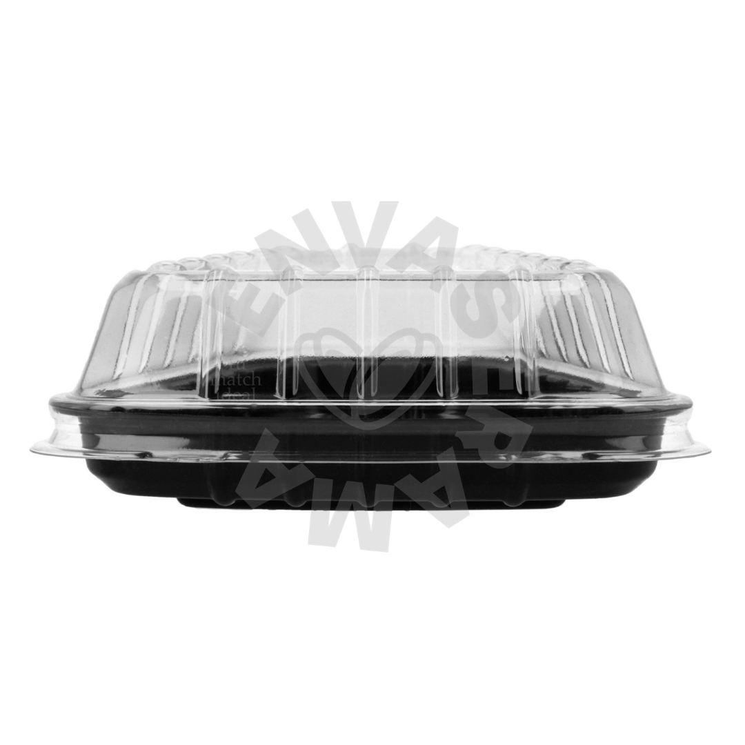 Image of Domo Transparente con Base Negra RP 22N INIX | 13 x 6 x 13 x 7 cm | Paquete 25 pzas
