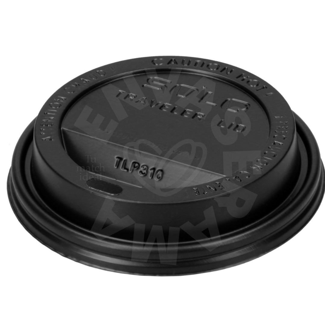 Image of Tapa Negra TLB316 Solo | Compatible con Vasos de Papel 12 y 16 oz | Paquete 100 pzas